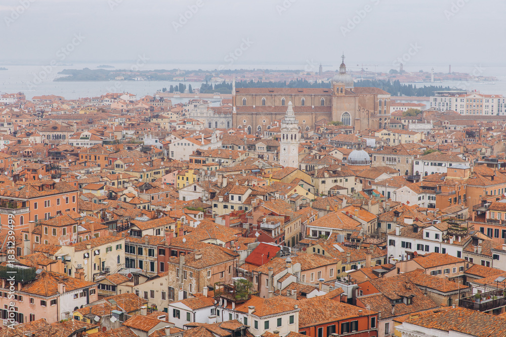 Fototapeta premium Venice cityscape from above with terracotta rooftops
