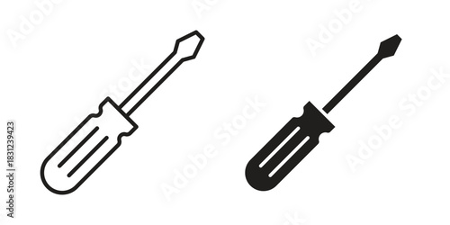 Screwdriver icon. vector symbol logo illustration line editable stroke flat design style isolated on white