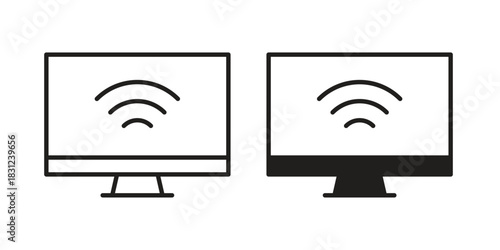 Smart tv icon. vector symbol logo illustration line editable stroke flat design style isolated on white