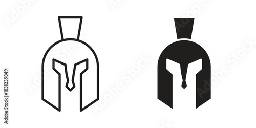 Spartan Helmet icon. vector symbol logo illustration line editable stroke flat design style isolated on white
