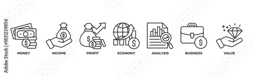 Cash flow banner web icon vector illustration concept for business and finance circulation with icon of money, income, profit, economy, analysis, business, and value