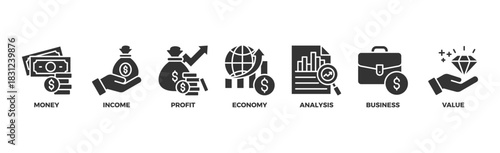 Cash flow banner web icon vector illustration concept for business and finance circulation with icon of money, income, profit, economy, analysis, business, and value