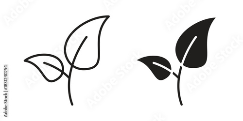 Tea leaves icon. vector symbol logo illustration line editable stroke flat design style isolated on white