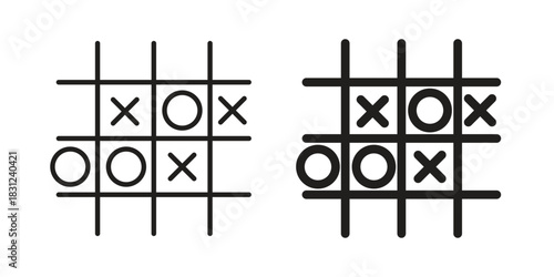 Tic tac toe icon. vector symbol logo illustration line editable stroke flat design style isolated on white