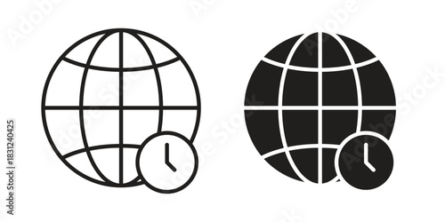 Time zones icon. vector symbol logo illustration line editable stroke flat design style isolated on white