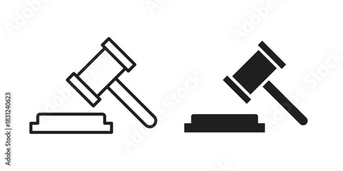 Trial hammer icon. vector symbol logo illustration line editable stroke flat design style isolated on white