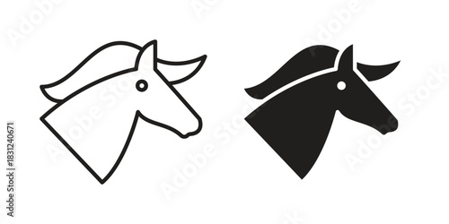 Unicorn icon. vector symbol logo illustration line editable stroke flat design style isolated on white