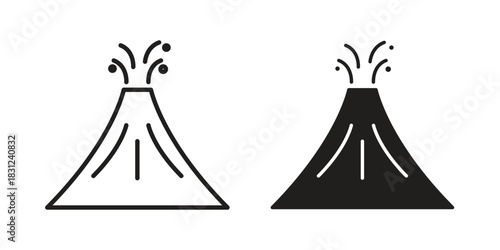 Volcano icon. vector symbol logo illustration line editable stroke flat design style isolated on white
