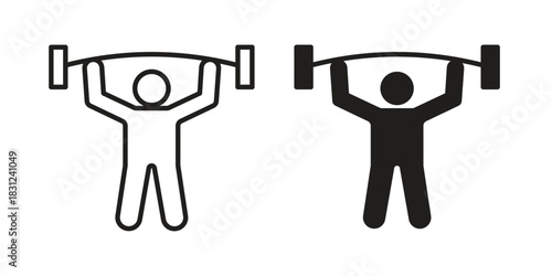 Weightlifter icon. vector symbol logo illustration line editable stroke flat design style isolated on white