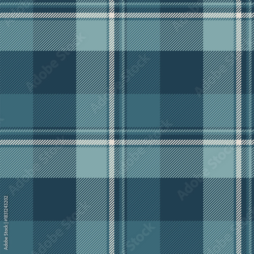 Calm textile plaid seamless, delicate background fabric pattern. Small vector check texture tartan in cyan and pastel colors.