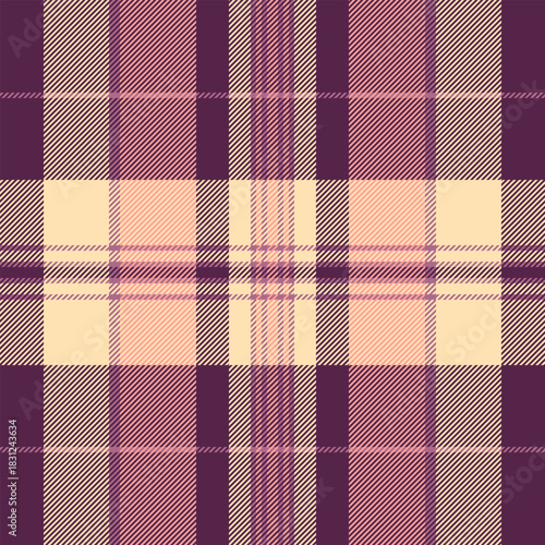 Love tartan check texture, doodle pattern plaid background. Man fabric textile seamless vector in pink and moccasin colors.