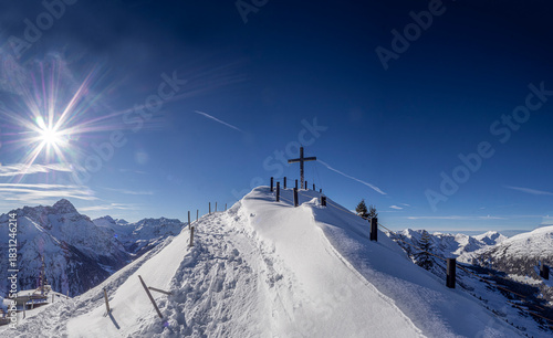 Germany, Bavaria, Allgaeu, Kleinwalsertal, summit of Walmendinger Horn
