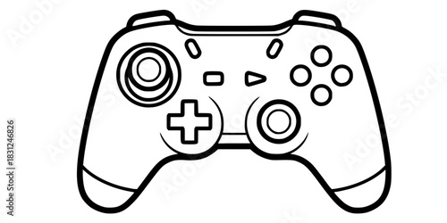 Game Controller Vector Outline Video Game Joystick Illustration for Kids Coloring Book Design