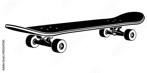 Skateboard Vector Illustration Black and White Outline Extreme Sport for Children Coloring Book