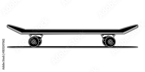 Skateboard Vector Illustration Black and White Outline Extreme Sport for Children Coloring Book