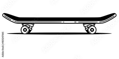 Skateboard Vector Illustration Black and White Outline Extreme Sport for Children Coloring Book