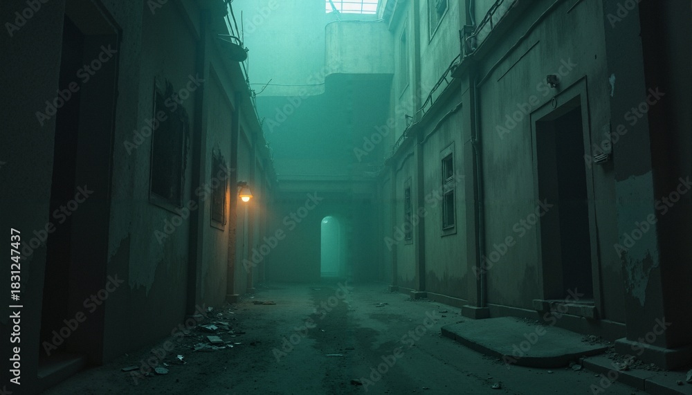 Obraz premium Mysterious Foggy Urban Alleyway