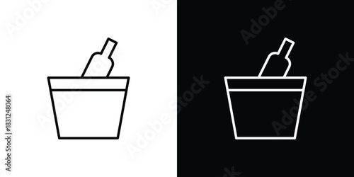 Ice bucket and bottle icon In Trendy Design Vector Eps 10