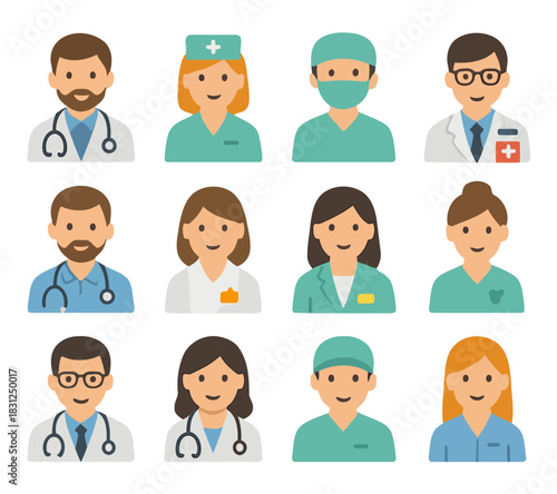 Medical Team Illustration: A collection of diverse medical professionals, each radiating professionalism and dedication. Their smiles and caring eyes provide reassurance.