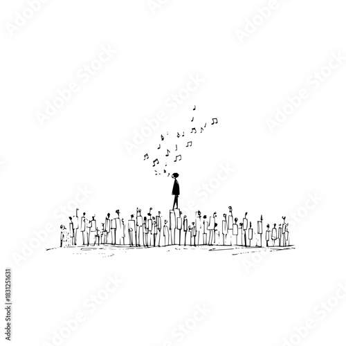 Can you hear the music of the crowd a symphony of voices rising together in perfect harmony and unity today