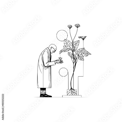 Step into the future with this sleek and stylish illustration of a woman in a modern coat and heels design