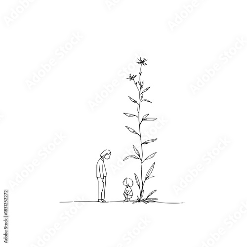 Witness the miracle of life unfolding before your eyes a scientist nurturing nature in a monochrome dreamscape