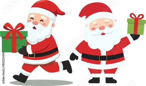 Happy Santa Claus Character Holding Gift