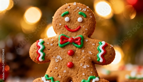 Wallpaper Mural A gingerbread man cookie being decorated with colorful icing. Warm holiday lighting and detailed textures create a festive, cheerful Christmas baking moment. Torontodigital.ca