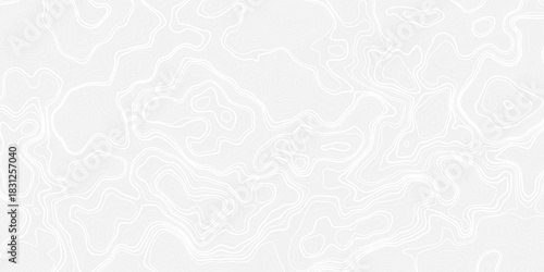 Abstract wavy curve geography topography lines contours map background. Topography white wave lines vector background.	