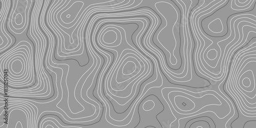 Abstract wavy curve geography topography lines contours map background. Topography white wave lines vector background.	