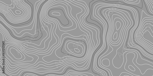 Abstract wavy curve geography topography lines contours map background. Topography white wave lines vector background.	