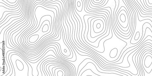 Abstract wavy curve geography topography lines contours map background. Topography white wave lines vector background.	