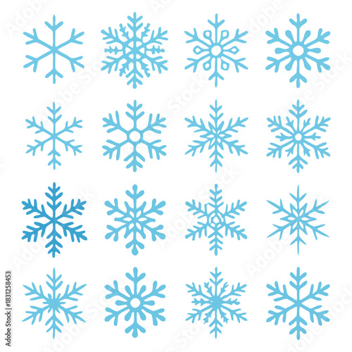 Winter's delicate artistry: An array of intricate snowflake designs, capturing the ephemeral beauty of winter, with each design a unique testament to nature's elegance.