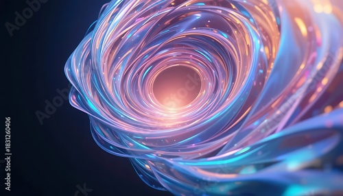 Fototapeta Naklejka Na Ścianę i Meble -  A swirling, iridescent vortex of light and color, emanating from a central glowing core