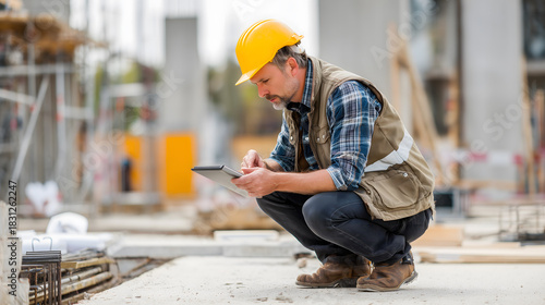 Wallpaper Mural Ingénieur de chantier écrit des notes sur un site de construction. Torontodigital.ca