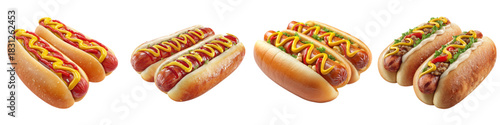Delicious hot dogs with mustard and ketchup, perfect for summer picnics and backyard barbecues, a tasty classic American treat, ideal for food lovers and fast food enthusiasts