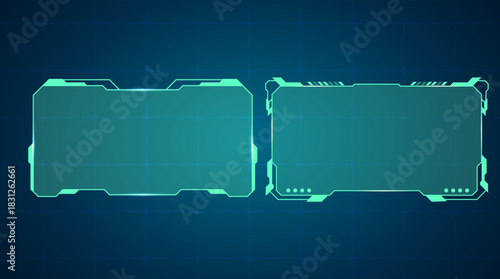 HUD Glowing Border Boxes – Blue glowing borders for high-tech layouts.