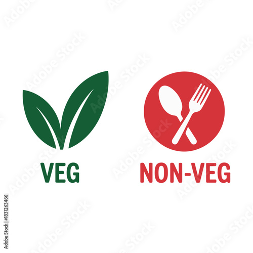 Vegetarian and non-vegetarian food icons indicating dietary choices.