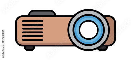 A digital projector displays an image, illuminating a screen with light.