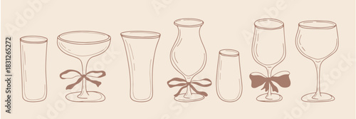 Whimsical Cocktail Minimal Line Art