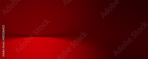 Red studio background. Abstract limbo podium studio room. Dark red gradient wall floor and spotlight scene. Showcase, promotion display