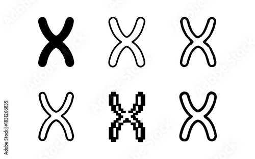 Diverse x symbols in various artistic styles and techniques