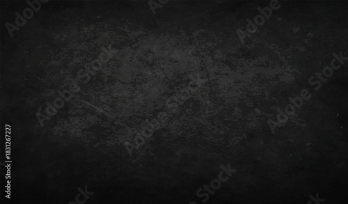 Dark grey textured background. Black slate of concrete and cement. Wallpaper rustic surface. Graphic element for website. Space for text. Realistic vector illustration