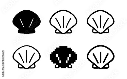 Shell icon variations in modern minimalist styles