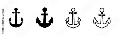 Anchor icon set. Anchor symbol logo. Anchor marine icon.