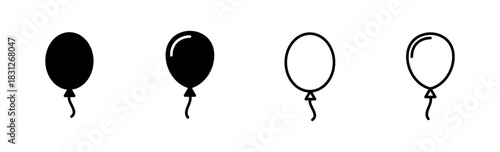 Balloon icon set. party balloon icon decoration birthday vector. Balloon black silhouette icon