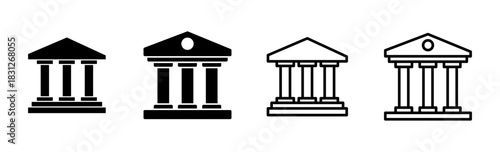 Bank icon set. bank vector icon, museum, university
