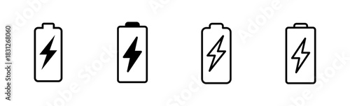 Battery icon set. battery charge level. battery charging icon