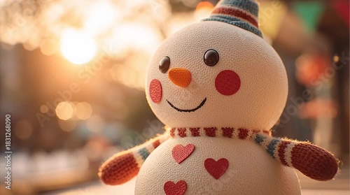 Wallpaper Mural A cheerful snowman wearing a hat and scarf in a festive christmas scene Torontodigital.ca