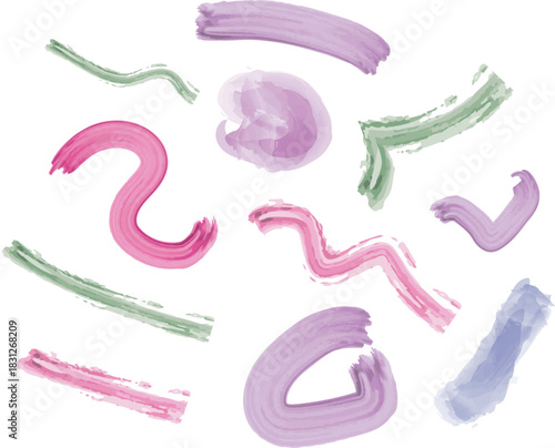Colorful Watercolor Brush Strokes Set